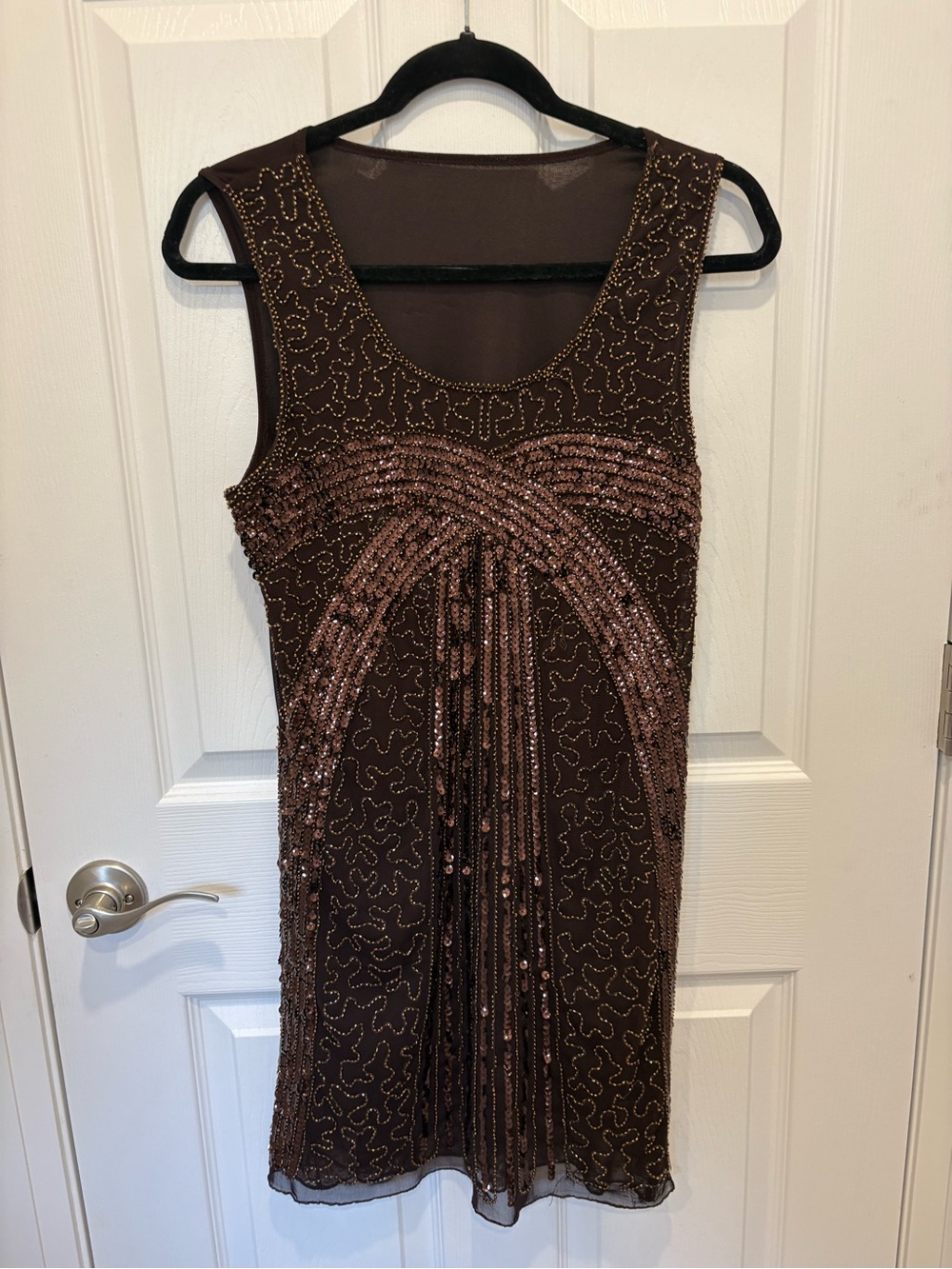 Beautiful vintage brown Sequin Sleeveless Cocktail Dress no tags, no size #1026